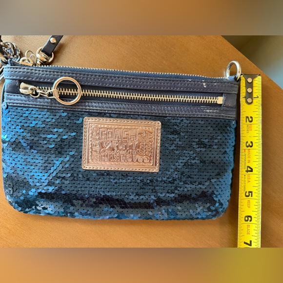 Coach Blue Sequin Poppy Wristlet